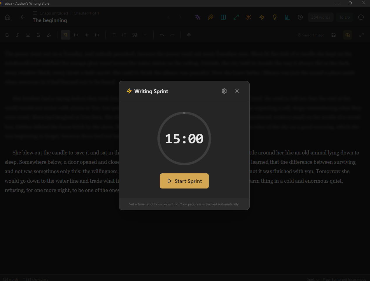 Edda writing sprint timer and analytics